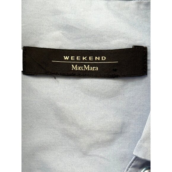 Max Mara Weekend Top Sleeveless Button-Up Light Blue Embroider Butterfly Size M - Picture 5 of 7